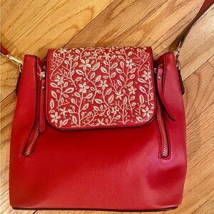 Chumbak Red Floral Embroidered Shoulder Bag